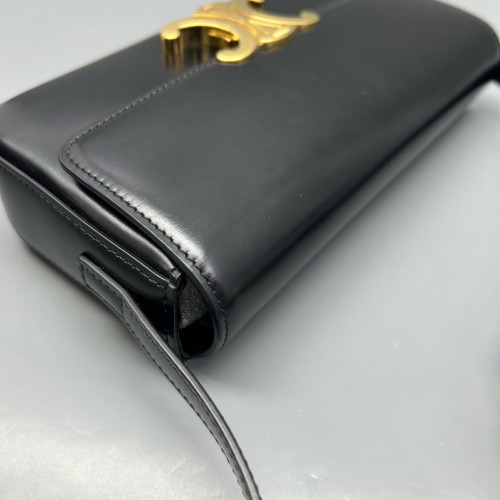 Celine Triomphe Medium Tilly Triomphe Shoulder Bag Calfskin Black