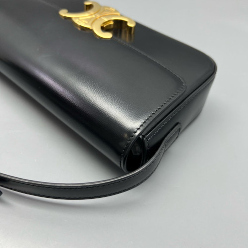 Celine Triomphe Medium Tilly Triomphe Shoulder Bag Calfskin Black