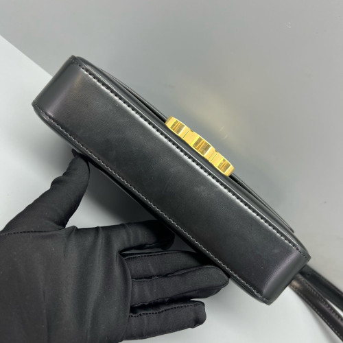 Celine Triomphe Medium Tilly Triomphe Shoulder Bag Calfskin Black
