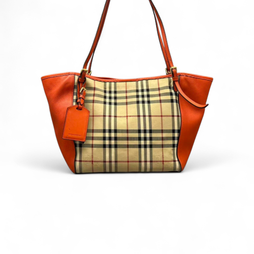 Burberry Small Canterbury Tote Haymarket Check Calfskin Beige Black White