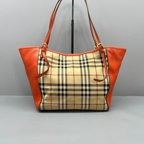 Burberry Small Canterbury Tote Haymarket Check Calfskin Beige Black White
