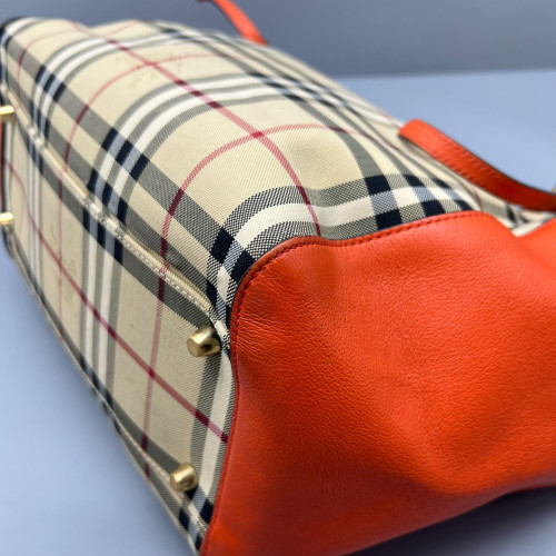 Burberry Small Canterbury Tote Haymarket Check Calfskin Beige Black White