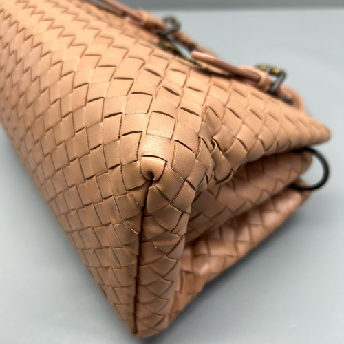 Bottega Veneta Mini Roma Tote Bag Calfskin Intrecciato Nude Pink