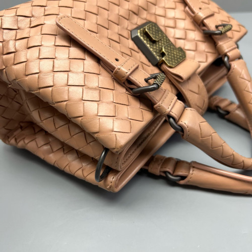 Bottega Veneta Mini Roma Tote Bag Calfskin Intrecciato Nude Pink
