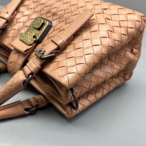 Bottega Veneta Mini Roma Tote Bag Calfskin Intrecciato Nude Pink