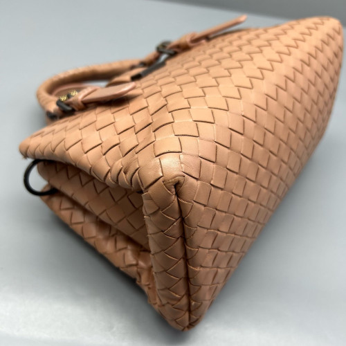 Bottega Veneta Mini Roma Tote Bag Calfskin Intrecciato Nude Pink