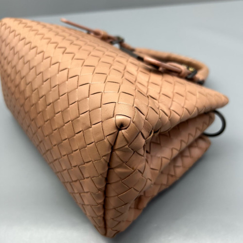 Bottega Veneta Mini Roma Tote Bag Calfskin Intrecciato Nude Pink