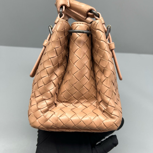 Bottega Veneta Mini Roma Tote Bag Calfskin Intrecciato Nude Pink