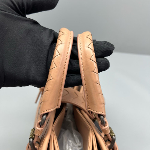 Bottega Veneta Mini Roma Tote Bag Calfskin Intrecciato Nude Pink