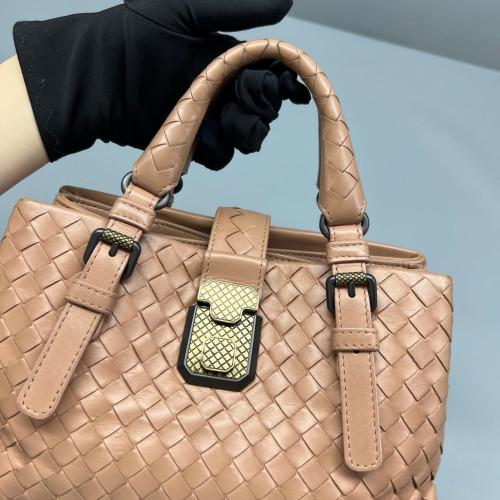 Bottega Veneta Mini Roma Tote Bag Calfskin Intrecciato Nude Pink