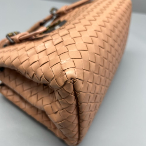 Bottega Veneta Mini Roma Tote Bag Calfskin Intrecciato Nude Pink
