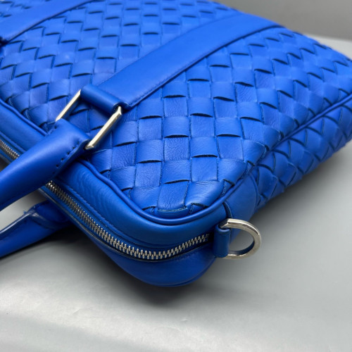 Bottega Veneta Intrecciato Briefcase Compact Calfskin Intrecciato Royal Blue