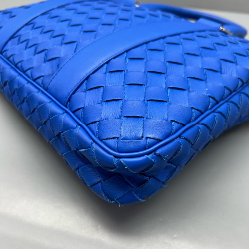 Bottega Veneta Intrecciato Briefcase Compact Calfskin Intrecciato Royal Blue