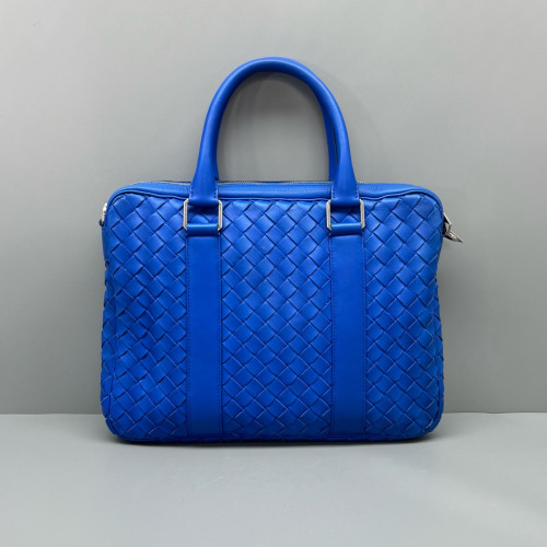 Bottega Veneta Intrecciato Briefcase Compact Calfskin Intrecciato Royal Blue