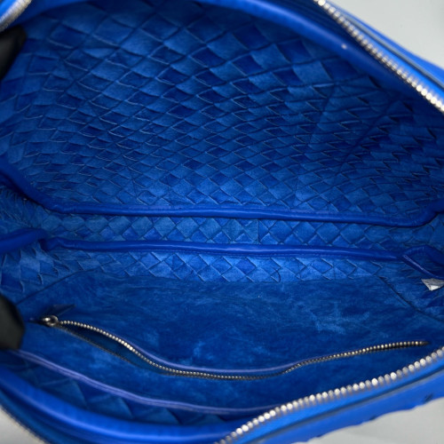 Bottega Veneta Intrecciato Briefcase Compact Calfskin Intrecciato Royal Blue