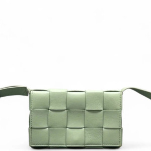 Bottega Veneta Small Cassette Crossbody Bag Calfskin Maxi Intrecciato Green