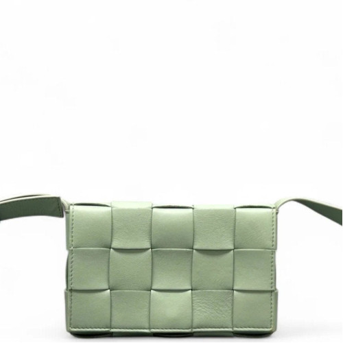 Bottega Veneta Small Cassette Crossbody Bag Calfskin Maxi Intrecciato Green
