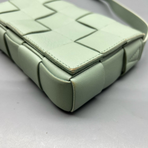 Bottega Veneta Small Cassette Crossbody Bag Calfskin Maxi Intrecciato Green