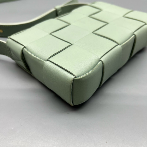 Bottega Veneta Small Cassette Crossbody Bag Calfskin Maxi Intrecciato Green