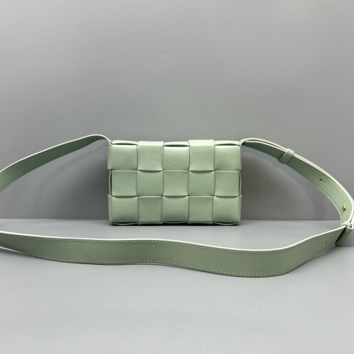 Bottega Veneta Small Cassette Crossbody Bag Calfskin Maxi Intrecciato Green