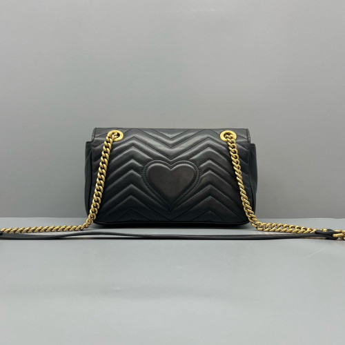 Gucci Chevron Small GG Marmont Calfskin Black