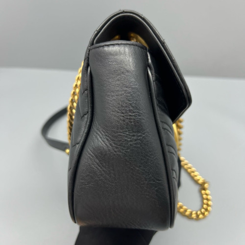 Gucci Chevron Small GG Marmont Calfskin Black