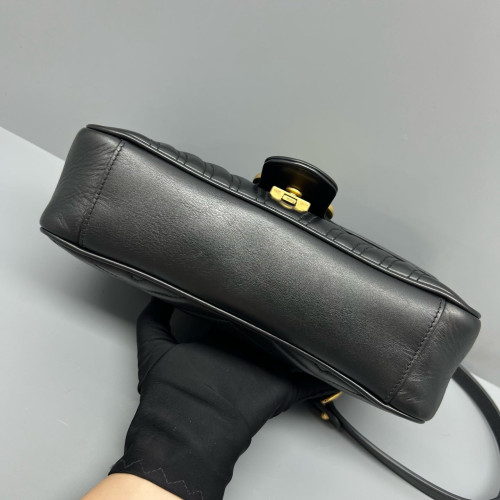 Gucci Chevron Small GG Marmont Calfskin Black