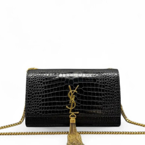 Yves Saint Laurent Medium Kate Corssbody Bag Calfskin Crocodile Embossed Black