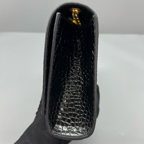 Yves Saint Laurent Medium Kate Corssbody Bag Calfskin Crocodile Embossed Black