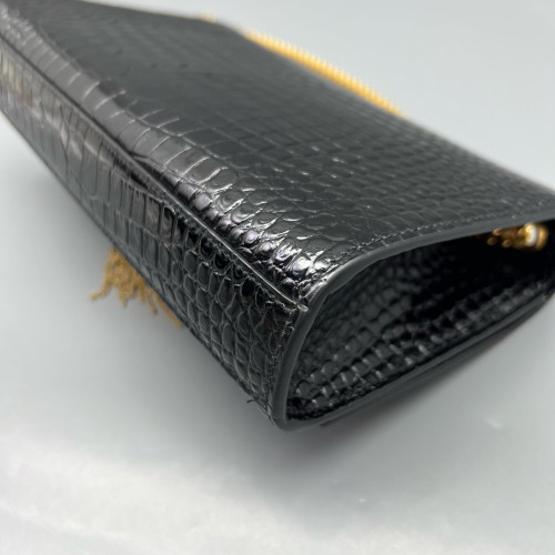 Yves Saint Laurent Medium Kate Corssbody Bag Calfskin Crocodile Embossed Black