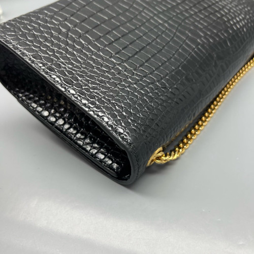 Yves Saint Laurent Medium Kate Corssbody Bag Calfskin Crocodile Embossed Black