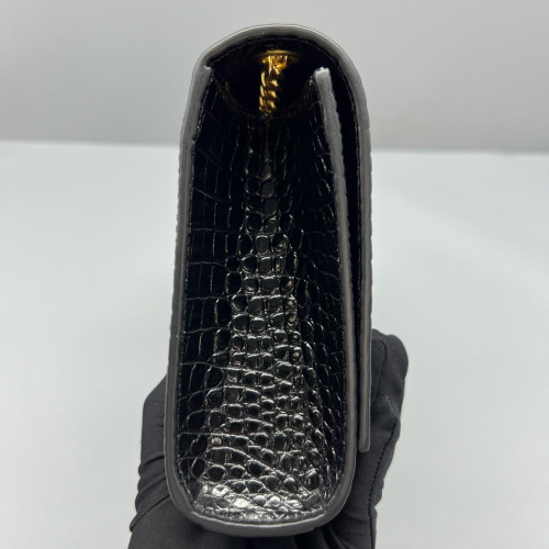 Yves Saint Laurent Medium Kate Corssbody Bag Calfskin Crocodile Embossed Black