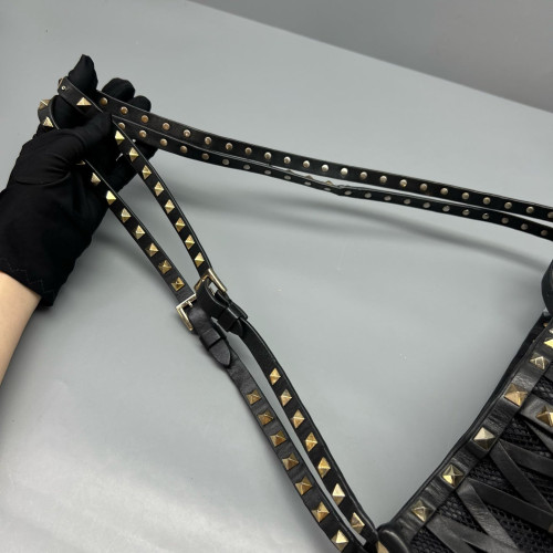 Valentino Rockstud Tote Bag Calfskin Fabric Black Valentino Rockstud Tote Bag Calfskin Fabric Black