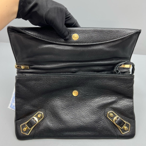 Balenciaga Giant 12 Envelope Clutch Arena Lambskin Black