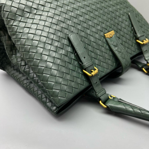 Bottega Veneta Large Roma Tote Bag Lambskin Intrecciato Dark Green
