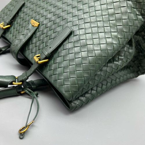 Bottega Veneta Large Roma Tote Bag Lambskin Intrecciato Dark Green
