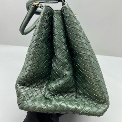 Bottega Veneta Large Roma Tote Bag Lambskin Intrecciato Dark Green