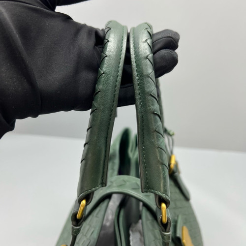 Bottega Veneta Large Roma Tote Bag Lambskin Intrecciato Dark Green