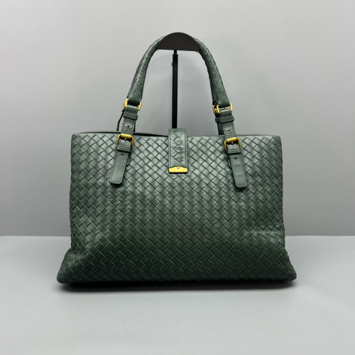 Bottega Veneta Large Roma Tote Bag Lambskin Intrecciato Dark Green