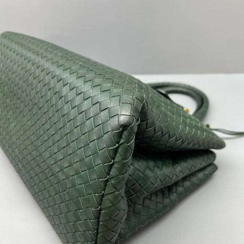 Bottega Veneta Large Roma Tote Bag Lambskin Intrecciato Dark Green