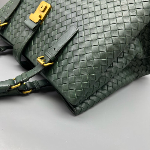 Bottega Veneta Large Roma Tote Bag Lambskin Intrecciato Dark Green