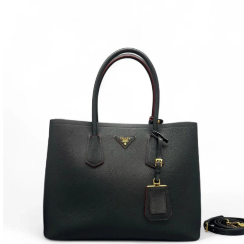 Prada Large Double Bag Saffiano Calfskin Black