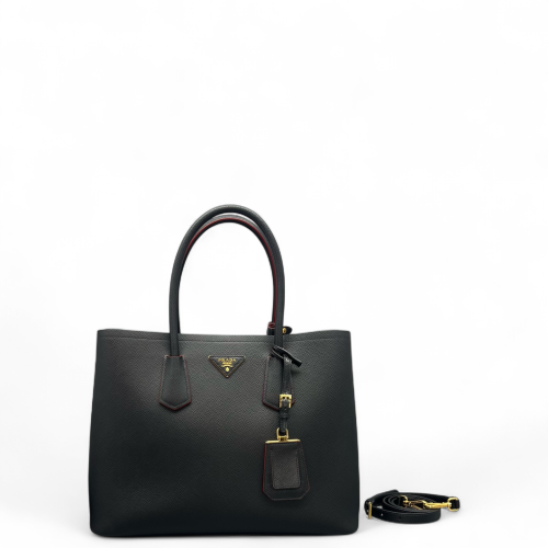 Prada Large Double Bag Saffiano Calfskin Black