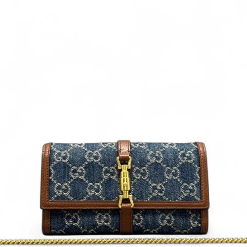 Gucci Wallet On Chain WOC Denim Blue Brown