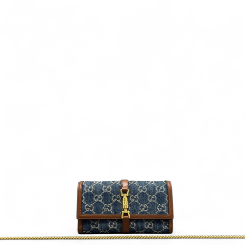 Gucci Wallet On Chain WOC Denim Blue Brown