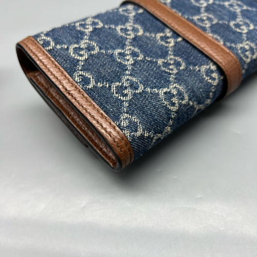 Gucci Wallet On Chain WOC Denim Blue Brown