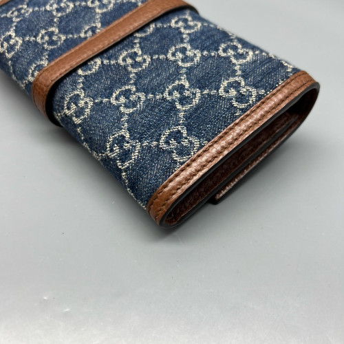 Gucci Wallet On Chain WOC Denim Blue Brown