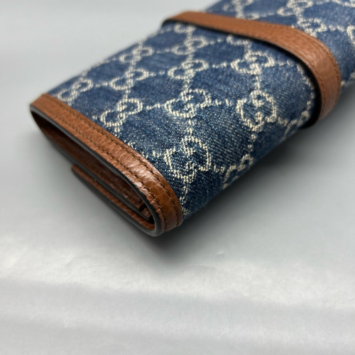 Gucci Wallet On Chain WOC Denim Blue Brown