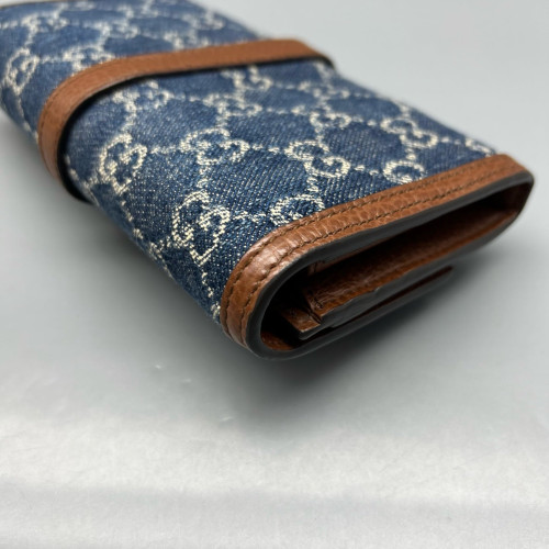 Gucci Wallet On Chain WOC Denim Blue Brown