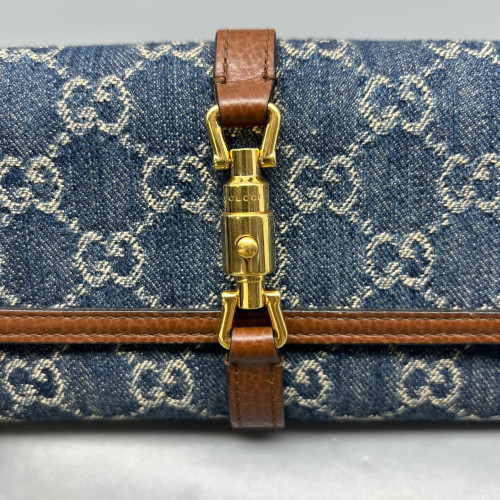Gucci Wallet On Chain WOC Denim Blue Brown